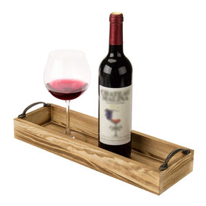 ถาดเสิร์ฟทำจากไม้สนเนื้อแข็งพร้อมที่จับโลหะทนทานสำหรับเทียนไวน์หรือของตกแต่ง - Product Image 2