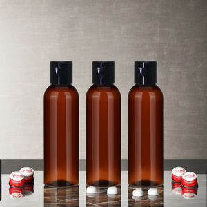 ขวดพลาสติกสีอำพันขนาด 100 มล. พร้อมฝาปิดแบบพลิกเปิด-ปิด สีดำ สำหรับบรรจุภัณฑ์ยา น้ำกุหลาบ และการเดินทาง - Product Image 1