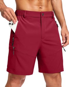 ODM Men's Light Gray Cargo Shorts Quick Dry Elastic Waist Mid Rise Casual Bermuda Style with Zip Pockets Woven Polyester Shorts - Product Image 3