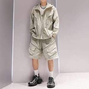 Custom Logo Winter 2-Piece Sports Zip-Up <b>Hoodie</b> & Casual Shorts Set Polyester/Nylon <b>Lightweight</b> Breathable Reflective Printing - Product Image 6