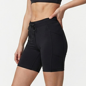 Pantalones Cortos de Compresión con Cordón para Mujer, Ropa de Yoga, Capa Base, Pantalones Cortos Deportivos para Mujer, Cintura Ajustable con Cordón, Ajuste Delgado - Product Image 3