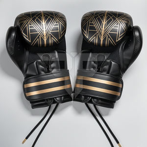 Nouveaux gants de boxe en cuir au design tendance, gants d'entraînement professionnels de Muay Thai avec fermeture auto-agrippante et évacuation de l'humidité - Product Image 1