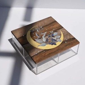 Luxury Design Square <b>Acrylic</b> Chocolate <b>Box</b> Mop Inlay Wooden <b>Lid</b> Arabian Style Eco-Friendly Flexible Ramadan Eid Gift Handcrafted - Product Image 4