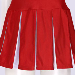 Ensemble d'uniformes de cheerleading rouge et blanc de qualité supérieure avec crop top orné de strass, encolure en maille et jupe plissée pour performance d'équipe - Product Image 6