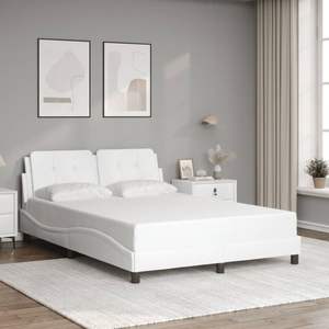 Cadre de lit rembourré Zadar blanc 53,9''x74,8'' avec LED sans matelas - Product Image 4
