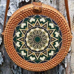 Bolso Redondo de Ratán Tejido a Mano para Mujer, Bolso Bandolera Natural para Vacaciones en la Playa y Moda Casual, Bolso Ecológico - Product Image 3