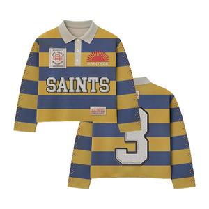 Camisetas Polo de Algodón Grueso con Bloques de Color y Rayas Estilo Vintage para Hombre, Camisetas de Manga Larga con Logotipo Bordado Personalizado - Product Image 2