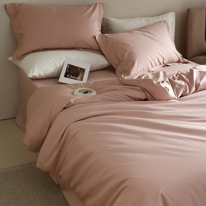 Parure <span class=keywords><strong>de</strong></span> lit personnalisée en coton 100% <span class=keywords><strong>rose</strong></span> uni, style simple, pour la maison - Product Image 3