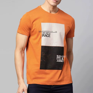 เสื้อยืดแขนสั้นผู้ชายสีส้มคอกลมพิมพ์ลายกราฟิกเสื้อยืดลำลอง - Product Image 3