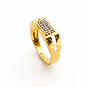 <b>Mens</b> 18KT Yellow Gold Rectangular Micro Pave Cubic Zirconia Signet <b>Ring</b> Minimalist Polished Statement Wedding Party Gift - Product Image 2