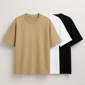 Camiseta de Algodón de Manga Corta con Cuello Redondo para Hombre, Color Liso, Corte Regular Informal, Transpirable - Product Image 1