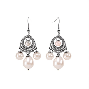 Nova Mart Bahubali Style Alloy with Gold Plating Oxidized Polish Chandelier Drop Earrings with Pearl Studs - Product Image 2