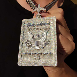 Collar de Viaje con Diseño de Pasaporte, Diamante Moissanite, Plata 925, Estilo Hip Hop - Product Image 3