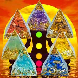 2025 nouveau cristal <span class=keywords><strong>de</strong></span> haute qualité <span class=keywords><strong>Orgonite</strong></span> pyramides résine énergie guérison puces Chakra méditation pour la décoration intérieure - Product Image 1