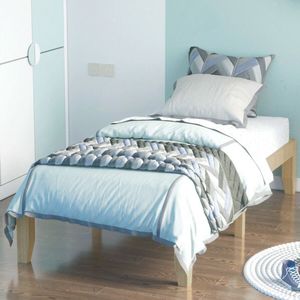 Struttura letto matrimoniale in legno da 14 pollici con supporto a doghe in legno di gomma, piattaforma letto in legno - Product Image 4