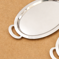 Plateau de service ovale de luxe en argent poli pour la restauration, avec poignées, vaisselle élégante pour hôtels et restaurants, vente en gros