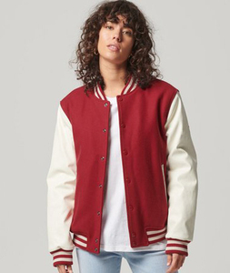 High Demanded Women's Red Breathable <b>Plain</b> Dyed <b>Varsity</b> Bomber <b>Jacket</b> for Women - Product Image 2