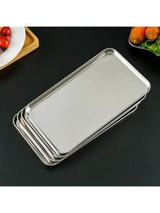 Plato Rectangular de Metal para Servir, Diseño Minimalista Sólido, Apto para Lavavajillas - Product Image 1