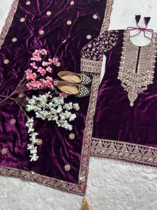 ชุดเดรส Anarkali ผ้ากำมะหยี่วิสโคสผสมจอร์เจตต์สำหรับผู้หญิง ดีไซน์สวยงามแบบอินเดียดั้งเดิม เหมาะสำหรับงานแต่งงาน งานเทศกาลดีวาลี สวมใส่ง่ายและรวดเร็ว - Product Image 4