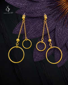 <b>Gold</b> Plated Brass Vintage <b>Dangle</b> Geometric Circle Drop <b>Earrings</b> for Women Party Wedding Jewelry - Product Image 2