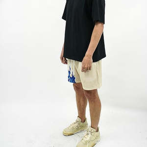 Shorts de basket-ball en maille polyester écologique, unis, décontractés, avec logo brodé personnalisé, pour hommes, tendance - Product Image 4