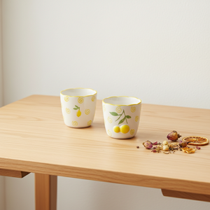 Taza de Té de Porcelana Fina de Primera Calidad 3460983CUPB-0.2, Nueva, con Estampado de Limón Amarillo y Espiral - Product Image 6