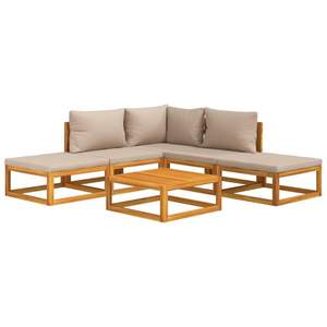 Conjunto de Muebles de Jardín de Madera de Acacia Color Taupe con Poliéster Mediano, Colección Premium para Exteriores - Product Image 3