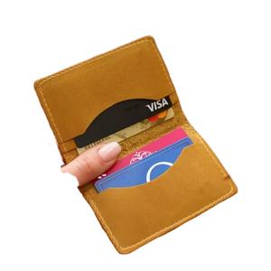 Estuche clásico para tarjetas de cuero genuino con logotipo personalizado, billetera delgada para negocios, tarjetero para identificación bancaria, tarjetero de crédito, 2017 - Product Image 4