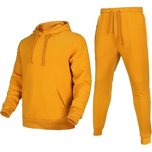 Streetwear Cotton Plain Tracksuits for Men Heavy Weight Sweatpants and <b>Hoodie</b> Set tracksuit for man, 100% cotton - Product Image 1