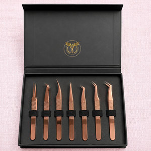 Juego Profesional de 7 Pinzas para Extensión de Pestañas de Acero Inoxidable, Kit de Pinzas de Precisión para Pestañas, Elija Su Color, Logotipo Personalizado OEM - Product Image 4