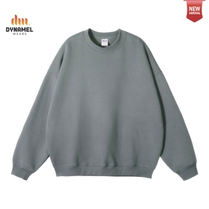 DYNAMEL Unisex <b>Navy</b> Blue Crew Neck <b>Sweatshirt</b> Oversized Solid Pullover Casual Long Sleeve Top - Product Image 4