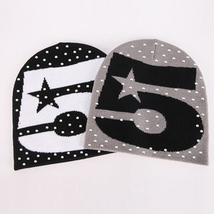 Bonnet en tricot imperméable avec strass, design uni noir, rose, gris, unisexe, ajustable, couvre-chef d'hiver - Product Image 3