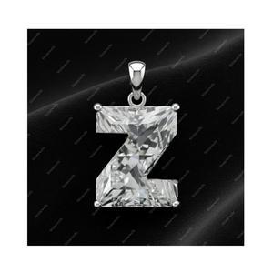 Colgante de Plata de Ley 925 con Letra Inicial Z, Diamante Cultivado en Laboratorio con Certificación GIA IGI, DEF VVS VS, Regalo para Él o Ella - Product Image 1