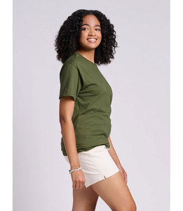 Camiseta Unisex Verde Oliva de Manga Corta, Corte Regular, Algodón Jersey, Cuello Redondo, Diseño Liso Informal - Product Image 3
