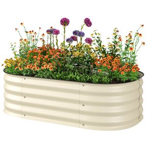 Kit de jardinière surélevée galvanisée 3,4 x 2 x 1 m avec bordure de sécurité crème, bac à plantes en métal pour pots et jardinières - Product Image 1