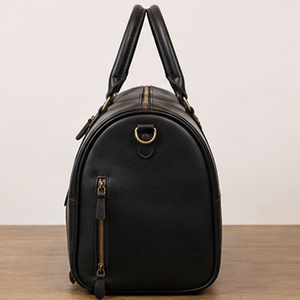 Premium Black & Brown Genuine <b>Leather</b> <b>Duffle</b> <b>Bag</b> for Men Large Capacity Eco-Friendly Water Resistant Travel Weekender <b>Bag</b> - Product Image 1