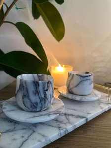 Elegant Handcrafted <b>Marble</b> <b>Coaster</b> Set Turkish Coffee Inspired Design Natural Stone Drink <b>Coasters</b> for Luxury Home Decor Table - Product Image 3