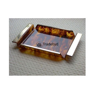 Plateau de service en corne moderne de qualité supérieure fait à la main avec design amovible, accent décoratif élégant par Tradebyd - Product Image 1