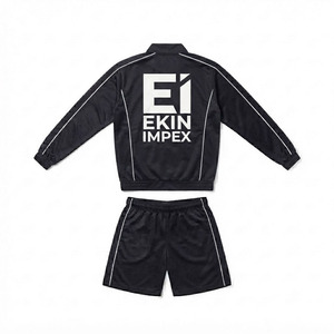 Custom Logo <b>Men</b> Tracksuit Set Long Sleeve Zip Up Track <b>Jacket</b> And Shorts Two Piece <b>Summer</b> Streetwear Sportswear - Product Image 2