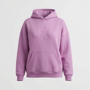 Haut à capuche sport pour femme, coupe épaules tombantes, hiver, en coton épais, personnalisable (couleur et logo imprimé) - Product Image 1