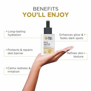 Sérum éclaircissant pour le visage à l'eau de riz, enrichi en protéines de riz hydrolysées, niacinamide, vitamine E, squalane - Product Image 4