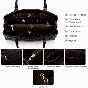 GORFIA Original Designer Brand Exquisite Luxury Black Women's Handbag High Quality Leather with Zipper Compartment - Product Image 5