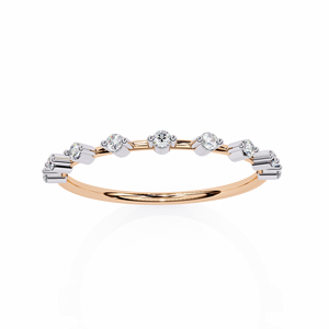 Anillo de Boda Minimalista para Mujer, Media Eternidad, con Diamantes Naturales, Oro de 14K, Diseño de Burbujas Flotantes, Apilable - Product Image 4