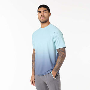 T-shirt à manches courtes gris surdimensionné pour homme, col rond, couleur unie, jersey décontracté en coton - Product Image 2