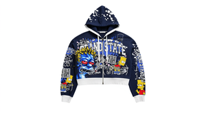 <b>Purple</b> Digital Cartoon Print Zip-Up <b>Hoodie</b> Unisex Oversized Crop Streetwear Hooded Sweatshirt - Product Image 3
