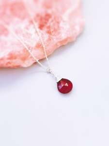 Ruby Necklace Sterling Silver 14k Gold Fill July Birthstone Jewelry Faceted Red Gemstone Pendant Handmade Gift For <b>Girlfriend</b> - Product Image 6