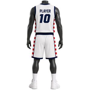 Red Black White Sublimation Basketball Jersey and Shorts Set Men Women <b>Athletic</b> Team Outfit Full Custom Colors Lightweight - Product Image 2