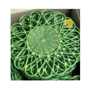 Assiette décorative en bambou tressé vert en forme de fleur, style bohème, dessous de plat, vente chaude 2026, assiette de présentation en rotin fleuri personnalisée - Product Image 3