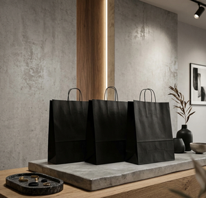 Custom Design Print Wholesale Grocery Shopping <b>White</b> Brown Kraft <b>Paper</b> Gift <b>Bag</b> with Handle Item Industrial Surface Packaging - Product Image 2