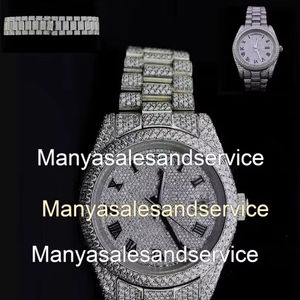 Reloj de Cuarzo de Lujo con Moissanita y Acero Inoxidable, Caja Redonda, Resistente al Agua 10 Bar, Esfera de Cristal Elegante, Cierre de Pulsera Completa - Product Image 1